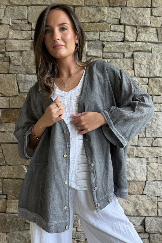 Lenni Cotton Jacket Washed Charcoal